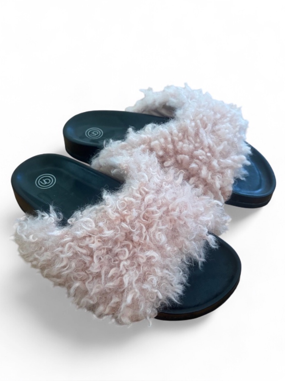 Urban Outfitters Pink Fuzzy Slides Size 7